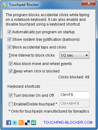 Screenshot of Touchpad Blocker that is similar to Laptop Assistant software